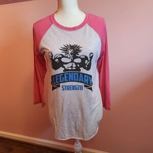 Dragon Ball Z Inspired Baseball Tee Pink White Women’s Size Medium